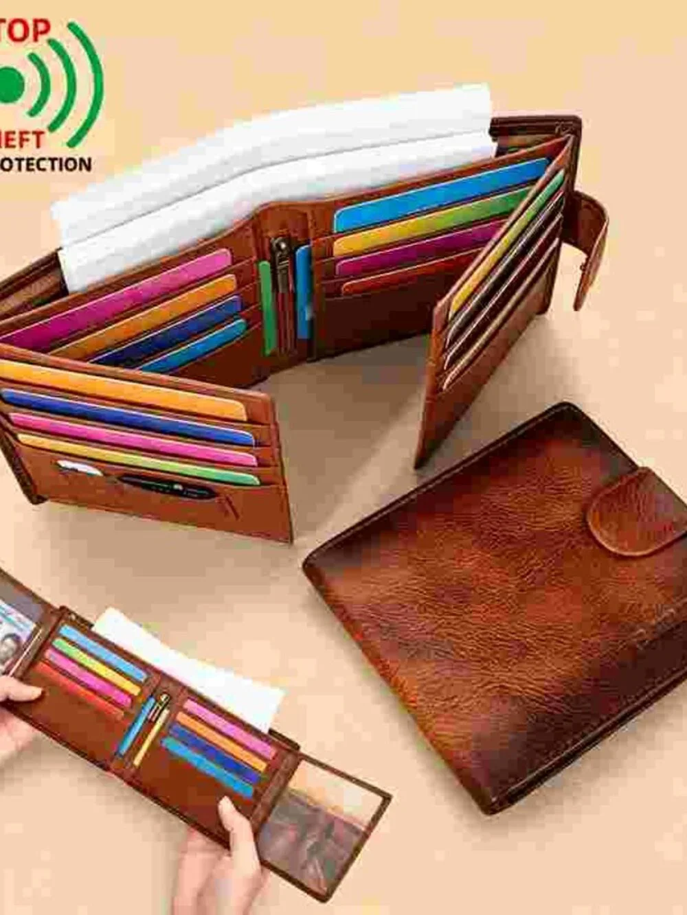 Genuine Leather Wallet 19 Card Slots Cowhide Card Holder
